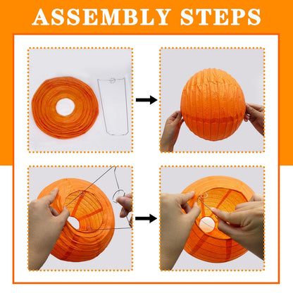 Orange Paper Lanterns, 12Pcs 6-12 Inch Round Hanging Party Decorations