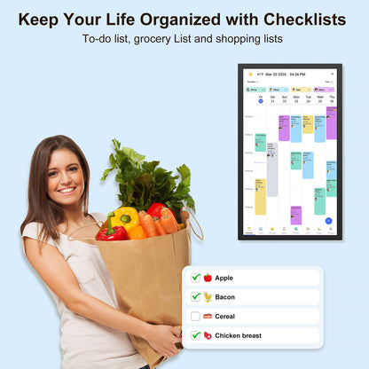Digital Calendar – 27 Inch Electronic Wall Calendar & Chore Chart, Smart Family Organizer with Interactive Touchscreen Display, Wall Mount in Portrait or Landscape, Gifts for Women Men, Gifts for Mom Dad