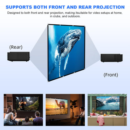 Projector Screen, DUYIKJ 84 inch Foldable Portable Rear Front Projector Screen Indoor Outdoor 4K 16:9 HD Double Sided Projection Movies Screen for Camping Party,Backyard Home Theater