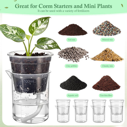 Ferrochef 30 Pcak 2.2'' Small Self Watering Planters for Indoor Plants Mini Clear Pots with Water Level Indicator Plastic Automatic-Watering Pot with Drainage Holes for Semi-hydroponic African Violet