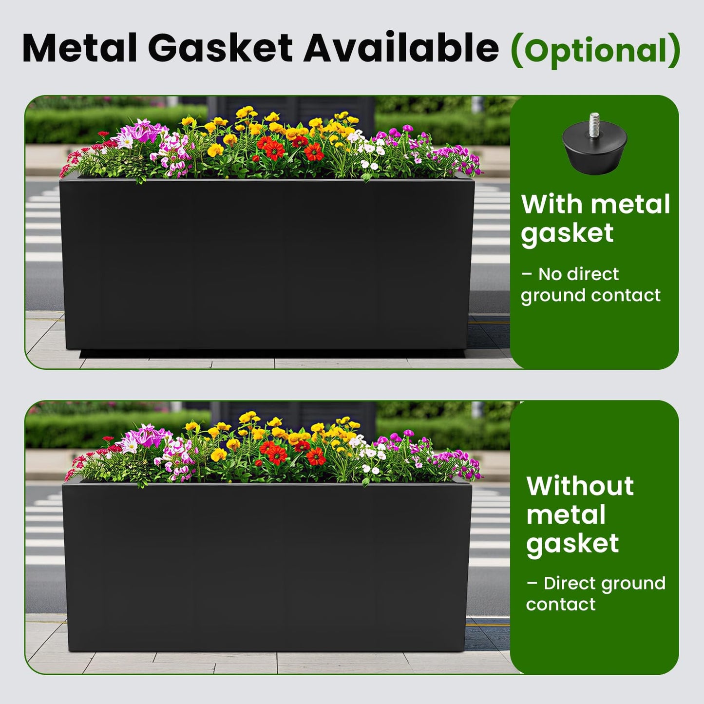 XHIKOWAT Large Rectangular Metal Planter Boxes - 35" Lx15 Wx15 H Balcony Flower Bed with Drainage Holes & Raised Bottom for Outdoor Indoor Garden Patio Porch Lawn, Black