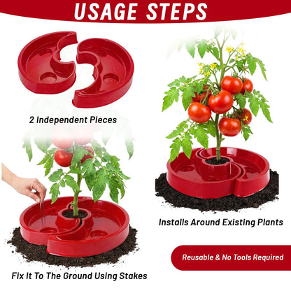 8 Sets Tomato Watering Trays, Surrounding Red Tomato Automator Tray, Root Irrigation Trays for Vegetables, Reduce Runoff, Weed Control, Boost Growth for Tomatoes, Peppers & Garden Veggies