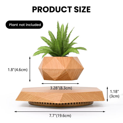 Leekimid Levitating Plant Pot, Magnetic Levitation Flower Pot Suspension Floating Plant Succulents, Air Bonsai Potted Plant for Home Decoration, Living Room, Office, Desk (Wood)
