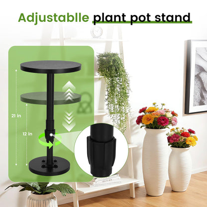 Topfurn Adjustable Height Plant Risers for Pots Indoor & Outdoor 2 PCS , 12-21" Height, 6/8/10" Base - Iron Rise Plant Fillers Risers for Tall, Square, Round, Tapered Planters