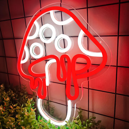 Ajoyferris Mushroom Neon Sign Dimmable Neon Light Sign Mushroom Night Light 3D Light Up Mushrooms Neon Signs for Wall Decor Game Room Bedroom Gift for Kids(Ice Blue)