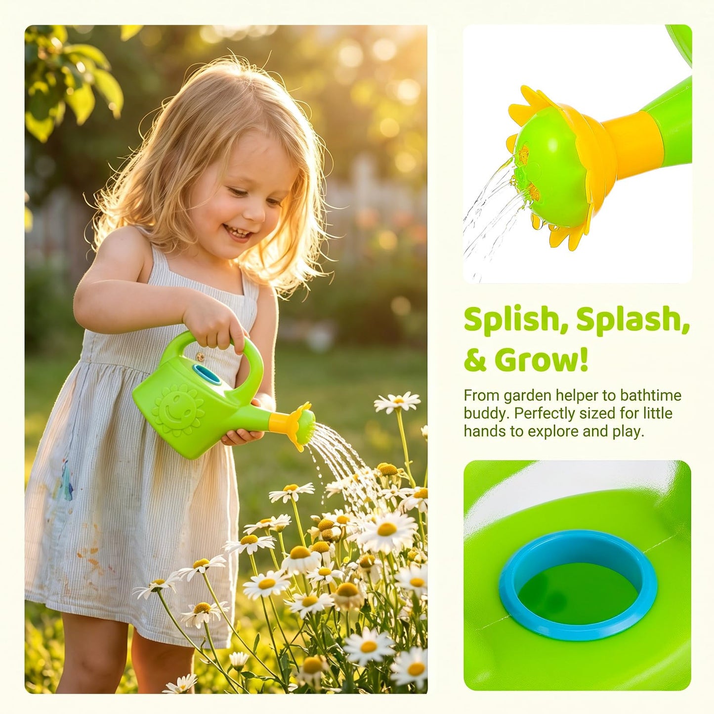 3 Pcs Kids Watering Can Toys, Mini Plastic Watering Can, Play House Garden Flower Water Pot for Toddlers, Outdoor Bath Beach Sand Toys (Random Color)
