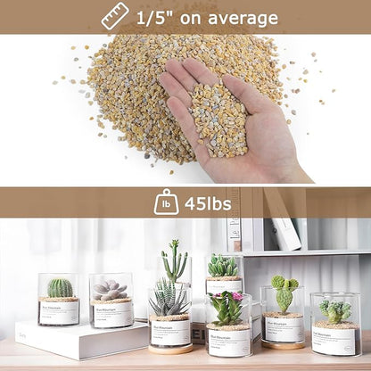 Mulctun 45Lb 1/5Inch Natural Pea Gravel for Landscaping,Decorative Aquarium Gravel,Terrarium Rocks for Fish Tank Stones for Vases Filling DIY Project Garden Indoor Outdoor