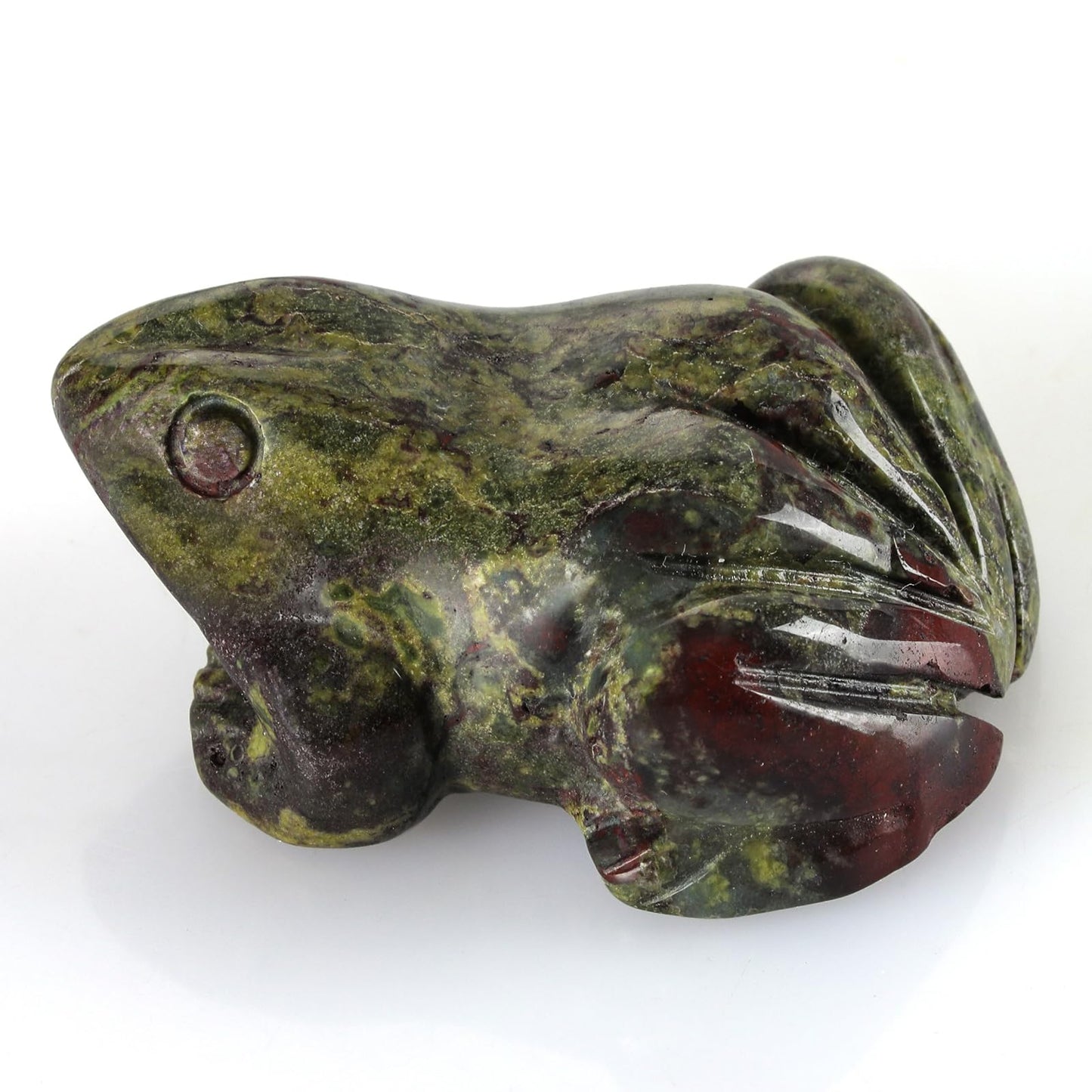 Bosfante 2" Dragon Blood Stone Frog Statue for Vitality & Strength,Frog Figurine for Transformation,Fertility & Abundance,Frog Decor for Homes & Offices