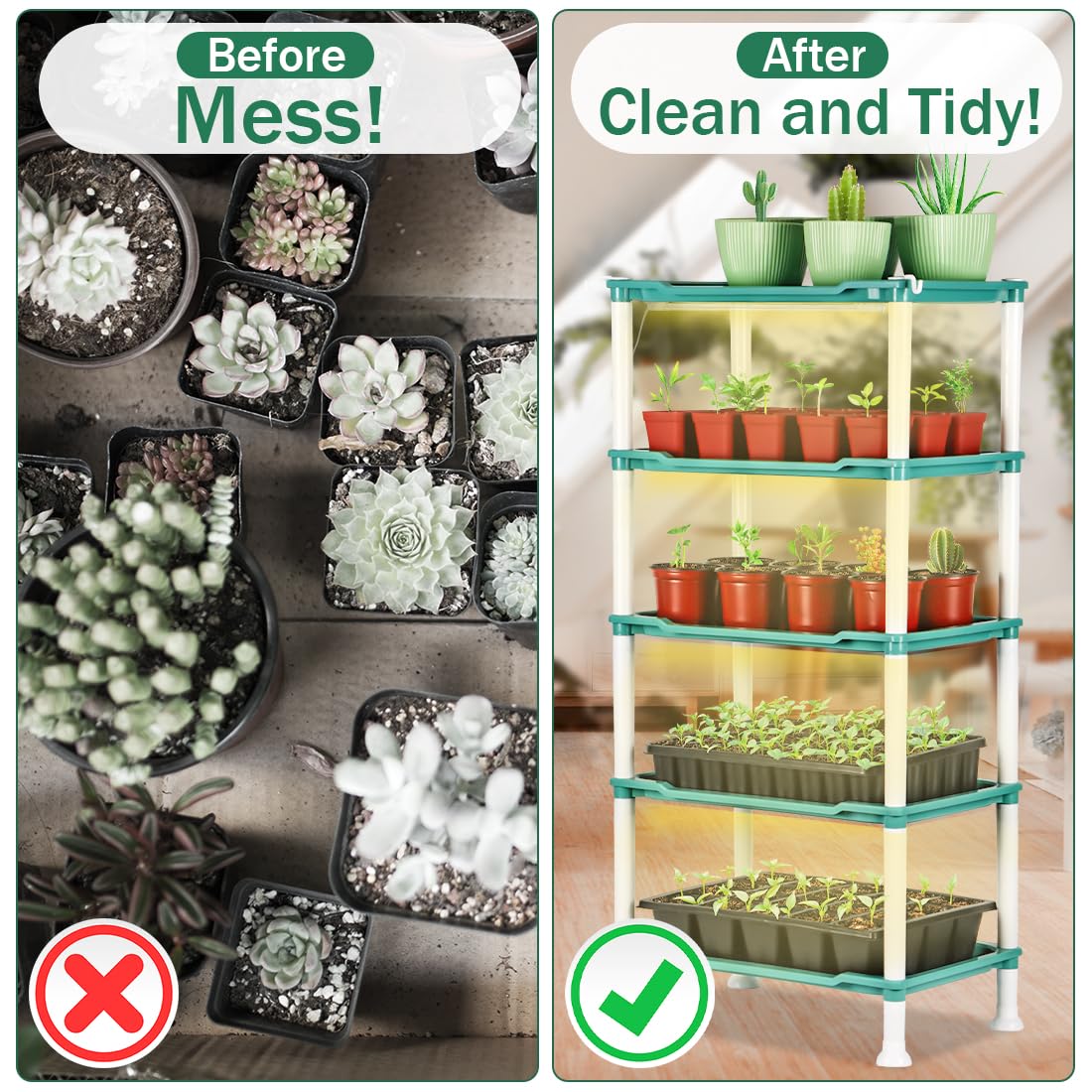 RooTrimmer 5-Tier Seed Starter Tray, Plant Stand Designed for Cell Trays and Small Pots for Gardening Indoor Outdoor Growing (Blue)