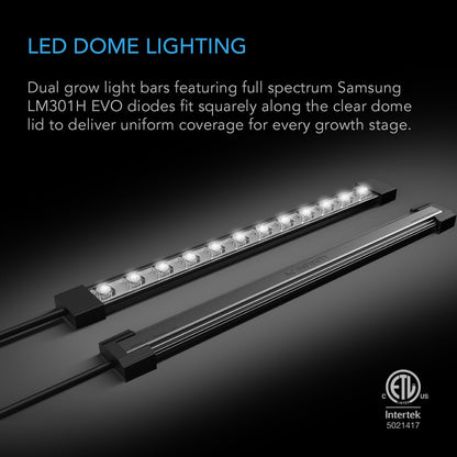 AC Infinity Heavy-Duty Large Humidity Dome w/Full Spectrum LED Grow Light Bars, Samsung LM301H EVO Diodes, 3mm Thickest Dome and 6x12 Trays, Vent Extension Panels, for Seed Starting and Propagation