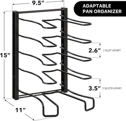 SIMPLE HOUSEWARE 5 Compartments Height Adjustable Pan Organizer, Black