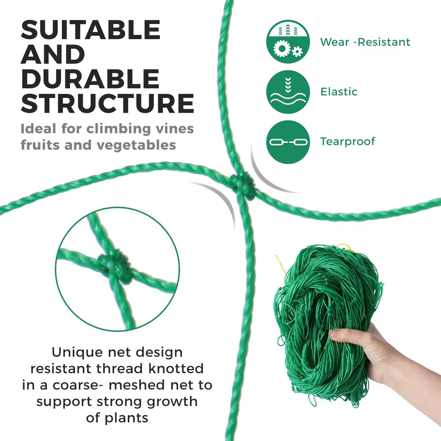 Kikhope Trellis Netting for Climbing Plants, 2 Pack 5.9 ft x 16.4 ft Heavy Duty Garden Trellis Netting for Cucumber, Vine, Tomato, Plants Trellis Net for Climbing Vine Plants Fruits & Vegetables