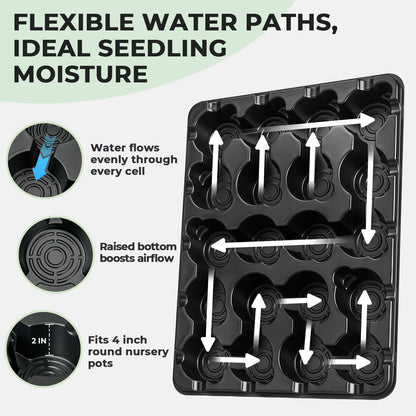 homenote 3 Inch Seed Starting Trays 10 Pack, 20-Cell Seedling Starter Trays for Indoor Outdoor Growing, Plant Starter Germination Trays for Pots Seedlings 3" Opening Compatible Pots