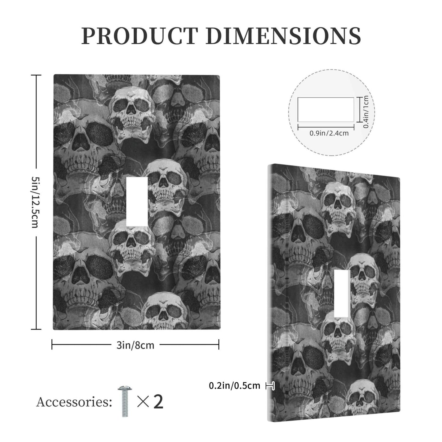 VunKo 1 Gang Toggle Decorative Halloween Frightening Skull Wall Plate - One single Gang Light Switch Plastic Decora Plate Cover with Screws