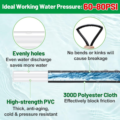 Double Layer Soaker Hose for Garden Beds - 25FT 3/4" Heavy Duty Linkable Flat Drip Irrigation Hose, Save 85% Water, for Lawn Flower Bed Vegetable Field Effective Watering