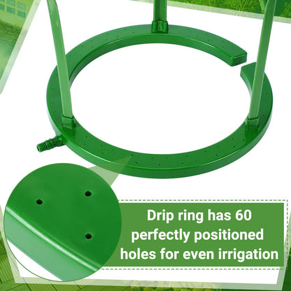 Tujoe 4 Sets Water Ring 3 Leg Support Drip Emitter Drip Ring with 1/8 Inch Barbed Inlet Fitting Removable Stakes for Grow Media Irrigation System Rain Watering Tree Plants, Green (12 Inch)