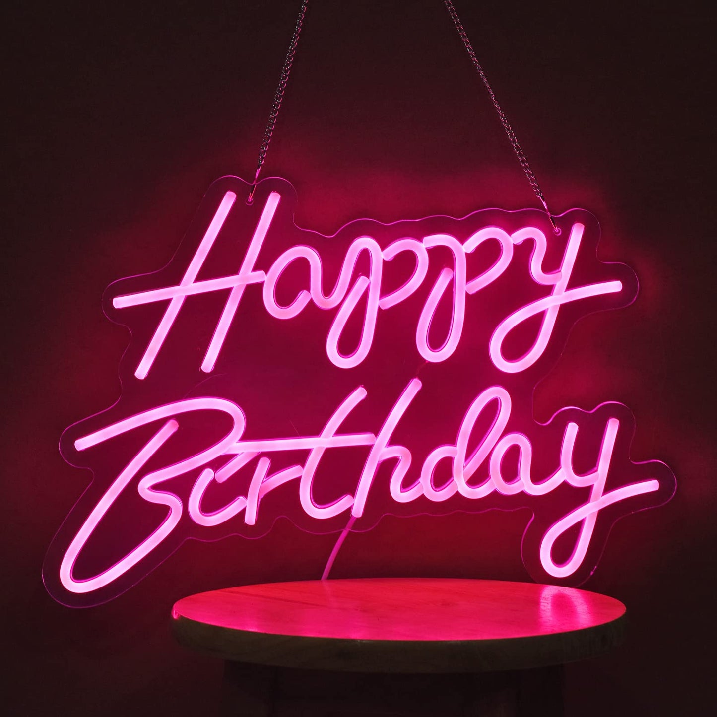 Happy Birthday Neon Sign for Wall Decor, with Dimmable Switch, Reusable Neon Light Sign for All Party Decoration(17X12inches,White)