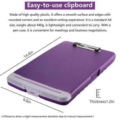 SFLHHDM Purple Clipboard, Clip Boards 8.5x11, Teacher Clipboards with Storage, Plastic Clipboard with Pen Holder, Clipboards Storage for Women Teachers Work, School & Office Supplies