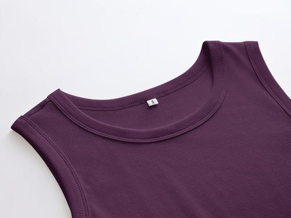 ANRABESS Womens Sleeveless High Neck Tank Tops Fashion Summer Casual Basic Slim Fit Ribbed Racerback Top Shirt Clothes Dark Purple X-Large
