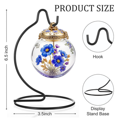 JOUTYFOR 20 Pcs Ornament Display Stand Small 6 Inch, Ornament Hanger, Air Plant Holder Terrariums Hanging Stand Crystal Ball Hanging Hook for Christmas Wedding Home Office Decoration(Black)