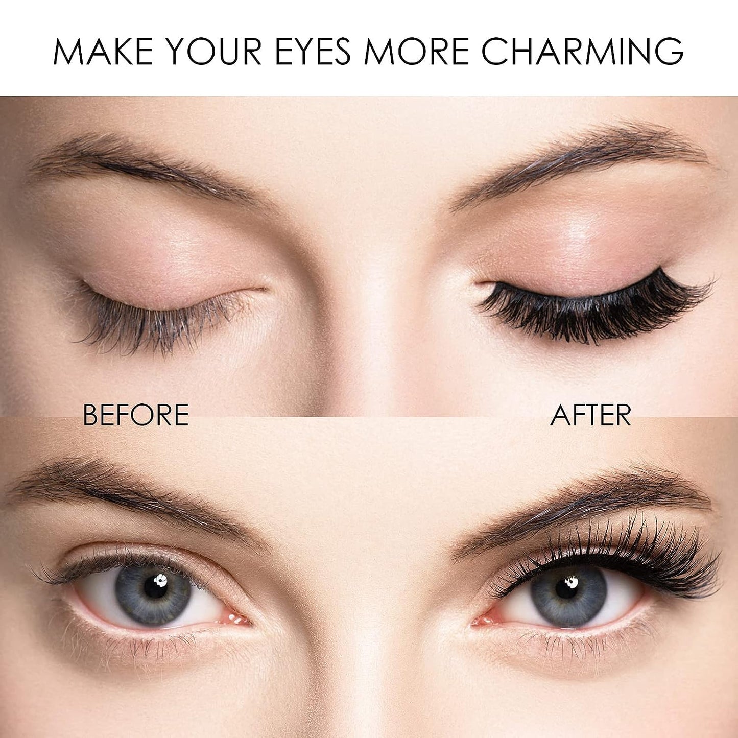 Magnetic Eyelashes, Effectively 3D Natural Look False Lashes without Eyeliner, Reusable & Light Weight Magnetic Eyelashes with Applicator No Glue