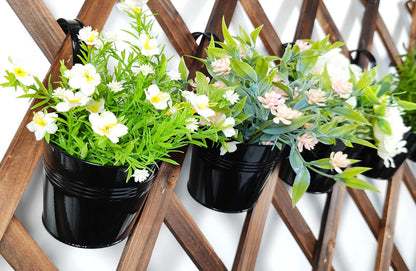 Joyfernal 4 Pack Black Railing Planter, 6 Inch Metal Hanging Planters for Outside Balcony Rails Fence with Detachable Hooks, Flower Pots Outside for Garden Patio (Black, Pack of 4)