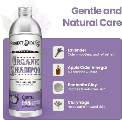 Project Sudz Gentle All Natural Dog Shampoo – Lavender | Soothing Liquid Shampoo for Dogs | Calming, Eco-Friendly, Non-Toxic, Made in USA