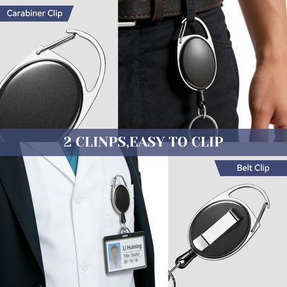 24 Pack Retractable Badge Holders,Retractable Badge Reels with Carabiner Reel Clip and Key Ring for Office Work,Hospitals and Outdoor