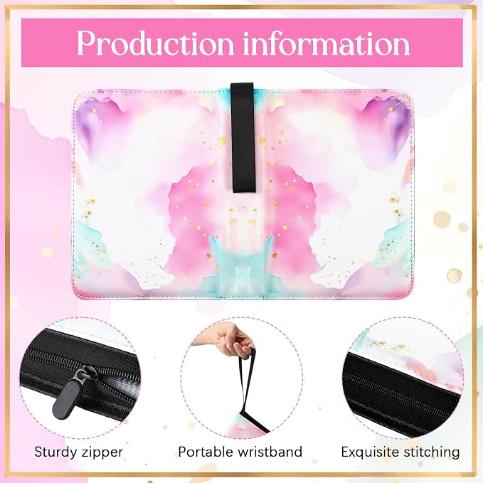 Card Binder 4/9 Pocket PU Waterproof Trading Binder Compatible with Mtg/ygo/tcg for 400/900 Portable Album Holder with Zipper Wristband Card Organizer