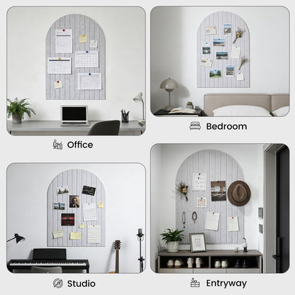 Sawnfay Arched Felt Bulletin Board (Light Camel), 35"x24" Large Wall Decor, 6 Pcs Self-Adhesive Tiles with Push Pins, Felt Cork Board Alternative for Home Office Classroom