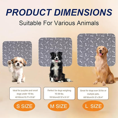 Puppy Pads with Pheromones, Washable Pee Pads for Dogs Potty Training, Reusable Dog Mat with Pet Hair Removal Gloves for Playpen, Crate, Whelping Box (Gray,L)