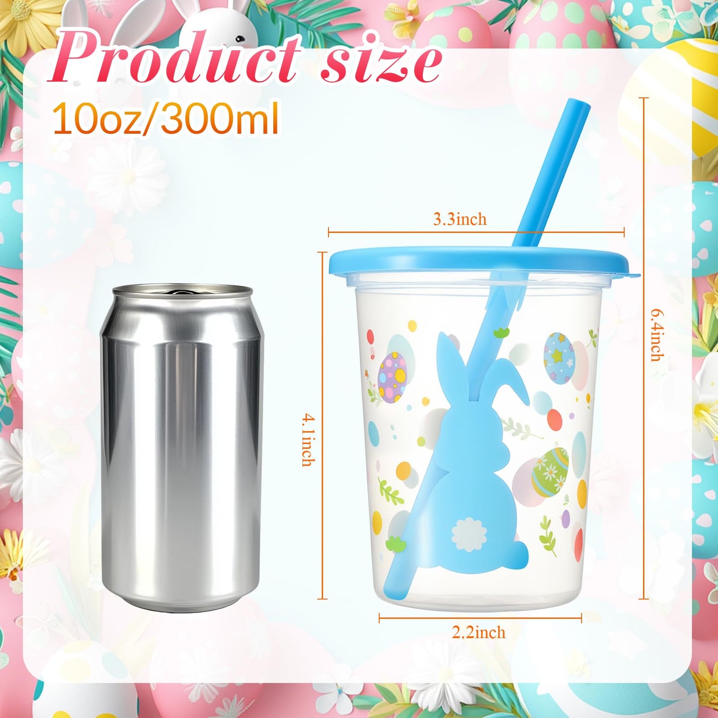 Nuanchu Cute Easter Plastic Cups with Lids and Straws Color Cups Reusable Tumbler with Lid and Straw for Coffee Cold Drinking Travel Parties(Innovative Color,12 Pcs)
