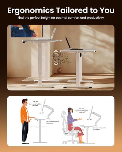 ErGear Height Adjustable Electric Standing Desk, 71 x 30 Inches Sit Stand up Desk, Memory Computer Home Office Desk, White