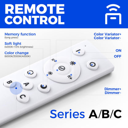 Barrina 5568 4FT LED Linear Light, 45W, Dimmable, Color Changing 3000K-6000K, Remote Control, White, 4 Packs