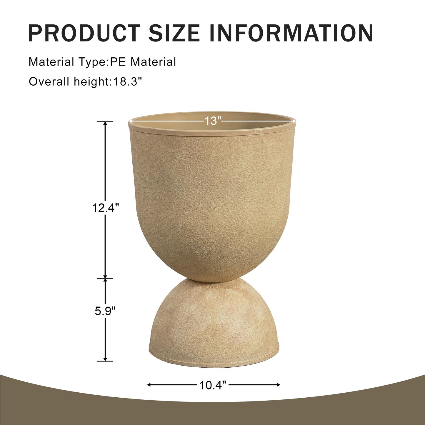 Casaphoria 2-Pack 23" Tall Planters for Outdoor Plants, 16" Large Plastic Flower Pots with Drainage, Lightweight Antique Shape Planters for Front Porch, Patio, Deck (Beige)
