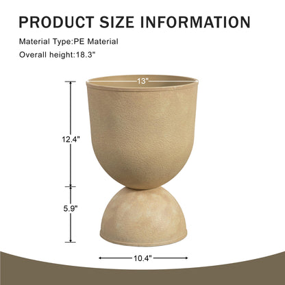 Casaphoria 2-Pack 23" Tall Planters for Outdoor Plants, 16" Large Plastic Flower Pots with Drainage, Lightweight Antique Shape Planters for Front Porch, Patio, Deck (Beige)