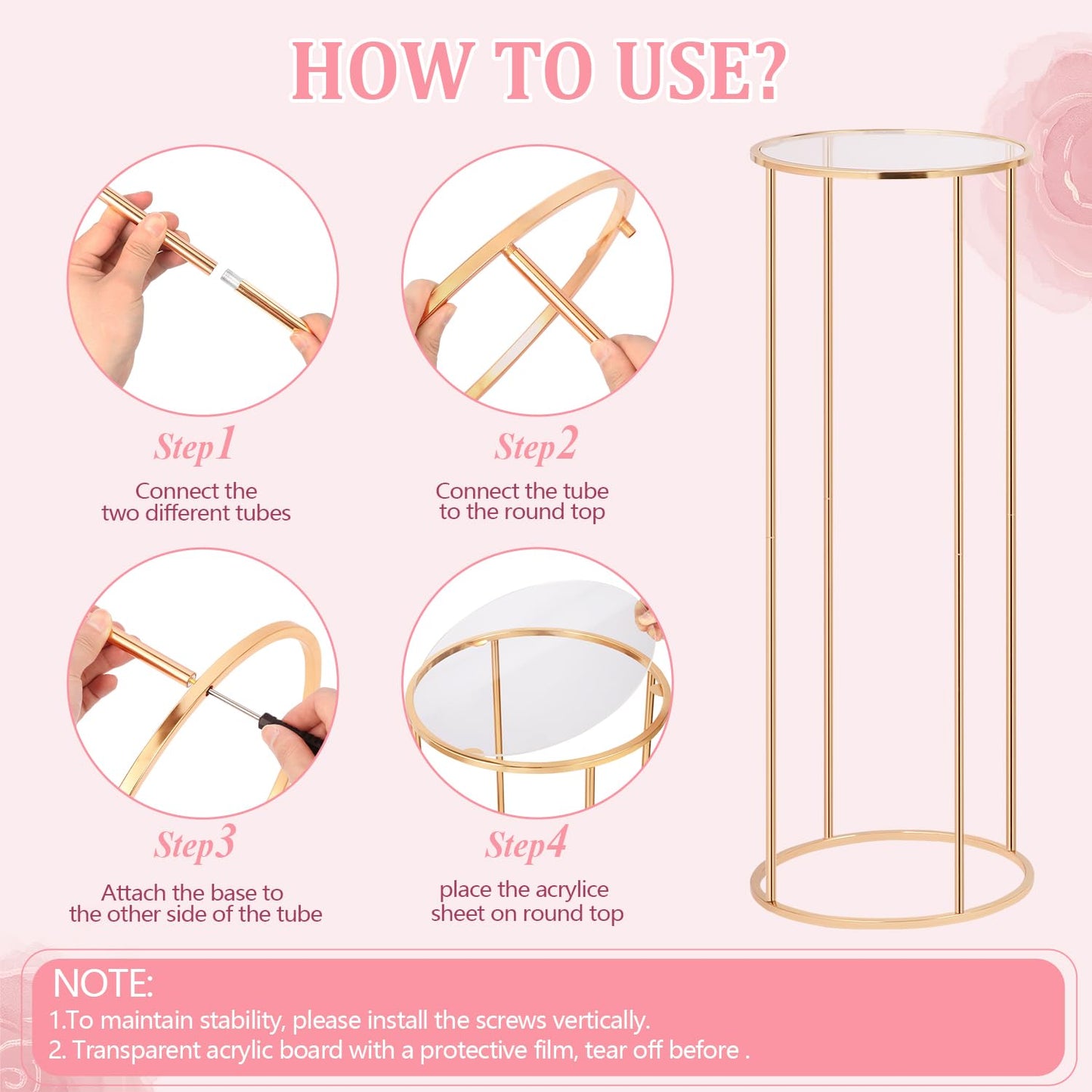 Cylinder Stands for Party, 3Pcs Gold Cylinder Pedestal Stand, Cilindros Para Fiestas Cake Table Stand Parties Metal Round Cylinder Display Plant Stand Tables for Weddings Birthday Party Decorations