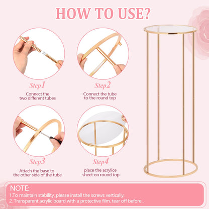 Cylinder Stands for Party, 3Pcs Gold Cylinder Pedestal Stand, Cilindros Para Fiestas Cake Table Stand Parties Metal Round Cylinder Display Plant Stand Tables for Weddings Birthday Party Decorations