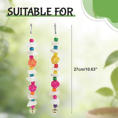 Bird Toys with Cuttlebone, Prevents Destructive Chewing, Grinding Stone for Bird, White, Colorful, 2 Pcs