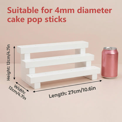 NANGOPOP Cake Pop Stand Display Riser - 3 Tier Wood Lollipop Holder, 17 Hole Sucker Stand for Dessert Table of Wedding, Birthday Party - White, Collapsible, Fit 5/32" (4mm) Lollipop Sticks