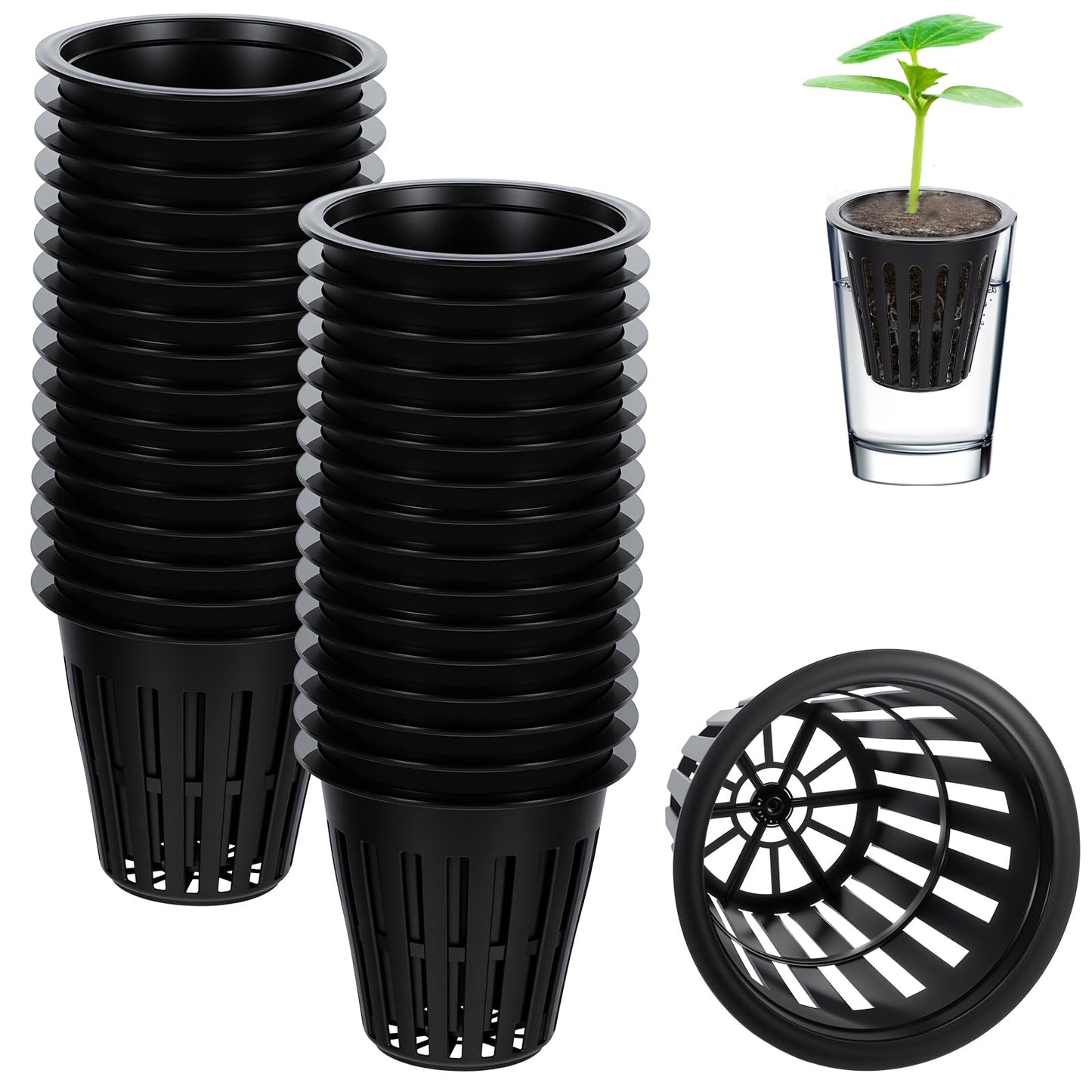 Lemecima 200PCS 2 inch Net Pots,Hydroponics Cup, Net Cups for Indoor or Outdoor Growing