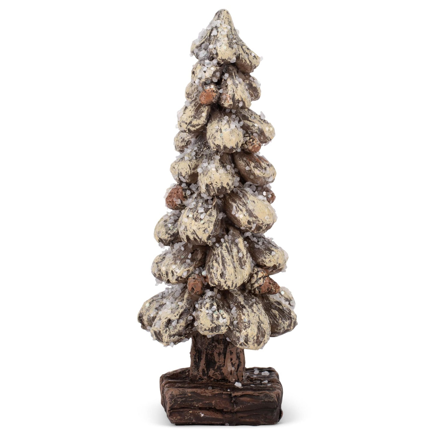 Transpac Rustic Snowy Tree Cream and Brown 5 Inch Resin Figurine Set of 3