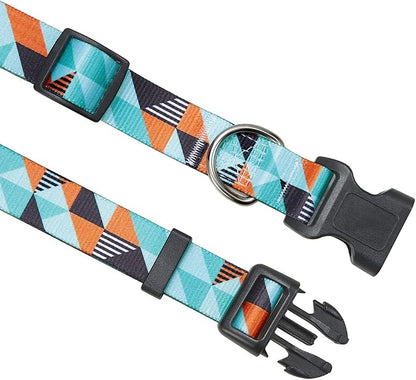 Mihqy Dog Collar with Bohemia Floral Tribal Geometric Patterns - Soft Ethnic Style Collar Adjustable for Small Medium Large Dogs(Geometry,M)