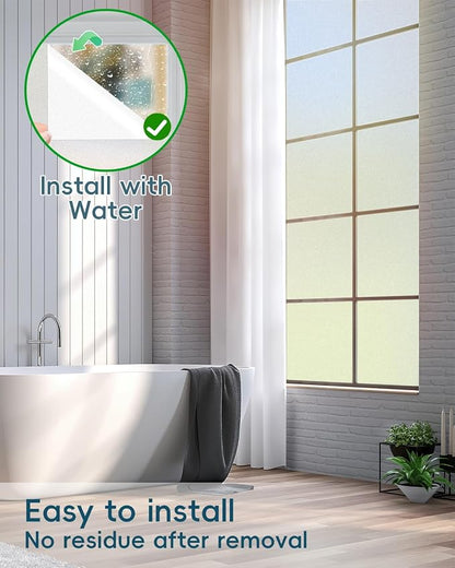 Dwersty Frosted Glass Window Privacy Film Decorative, Bathroom Window Tint for Home Glass Windows Cover, Static Cling, Removable, Reusable, Anti-UV, Anti-Glare, Heat Blocking, 17.5 by 78.74 inch