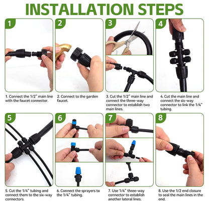 Inntop 240FT Drip Irrigation System Kits, Quick Connect Automatic Garden Watering System for Raised Bed, Potted Plants, Lawn, Greenhouse with 1/2 inch Hose 1/4 inch Tubing and Accessories