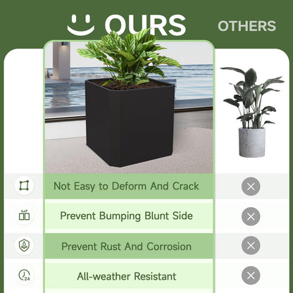 Metal Planter Box-26 L X26 W X26 H-Steel Planters for Outdoor Plants, Large Square Planter Box, Heavy Duty Black Metal Planter Pot for Patio, Deck, Garden, Yard, Drainage Holes, Easy Assembly