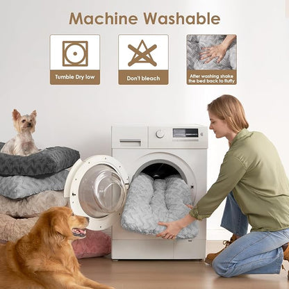 EHEYCIGA XXL Washable Dog Bed for Crate 47x29 Inch, Kennel Pad for Extra Large Dogs Up to 100 lbs, Plush and Comfy Pet Sleeping Mat, Grey