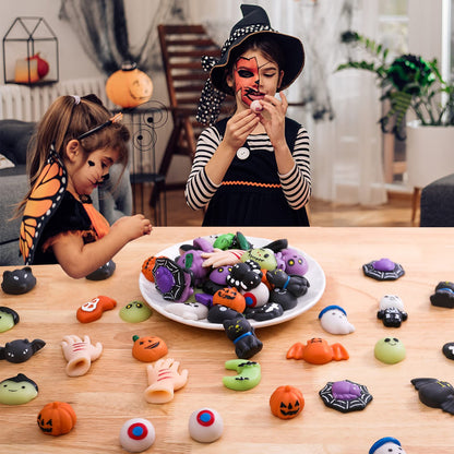 50Pack Halloween Goodie Bag Fillers Mochi Squishy Toys, Party Favors for Kids, Kawaii Squishies Fidget Toys, Stress Relief Toy Trick or Treat Stuffers Classroom Rewards Carnival Prize