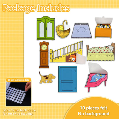 Thryvomniq Wheres Spot Felt 10 Pcs Board Stories Pieces Set Story FeltsKindergarten Storytelling Felt Toys Flannel Board Stories for Preschool