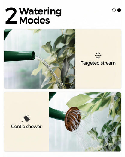 Bamworld Watering Can for Indoor Outdoor Plant Metal Watering Can with Removable Spout Embossd Design Plant Watering Devices Stainless Steel 1/2 Gallon Watering Cans Home & Garden Décor Deep Green